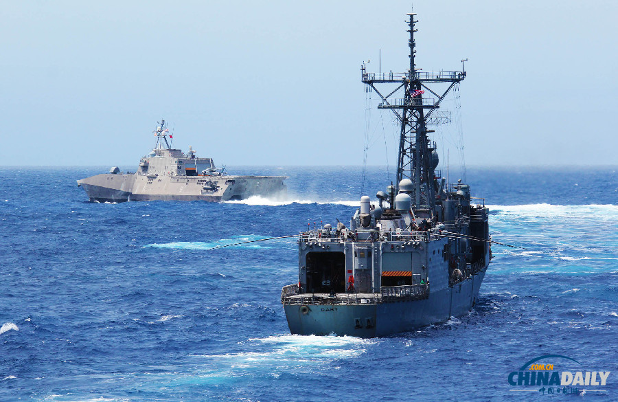“环太平洋-2014”演习海口舰主炮精确命中目标