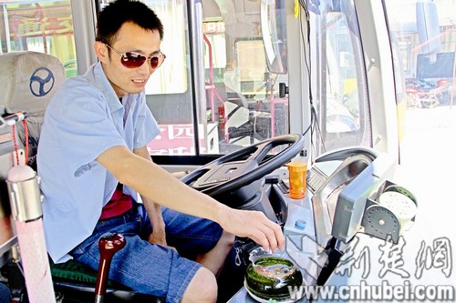 武汉公交司机驾驶台上养金鱼 让他改变性格开稳车