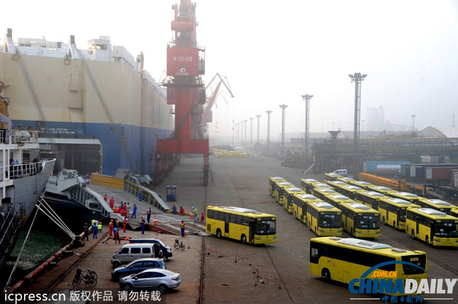 350辆国产豪华客车从连云港口岸出口沙特
