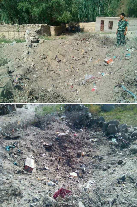 新疆：陨石坠地砸出2米深大坑 震碎居民玻璃(图)