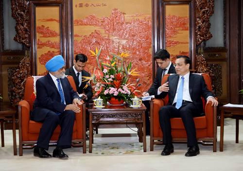 李克强会见来华出席中印战略经济对话的印方主席