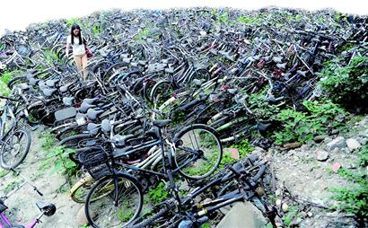 川大校园现“自行车墓地” 3000辆自行车被遗弃