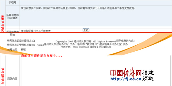 福州打工者申请政府公开二手房交易数据