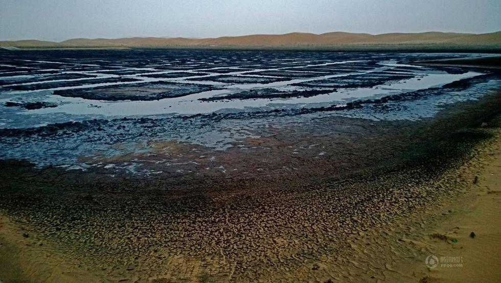 腾格里沙漠腹地现巨型排污池 散发刺鼻气味
