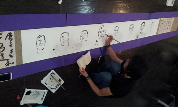 艺术家王麒诚为联合国创作5米水墨人像长卷——致敬和平