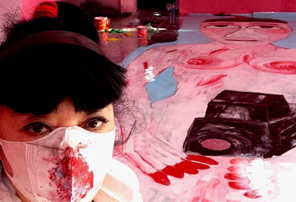 艺术家孔宁2014--200平米巨幅油漆画《三个女