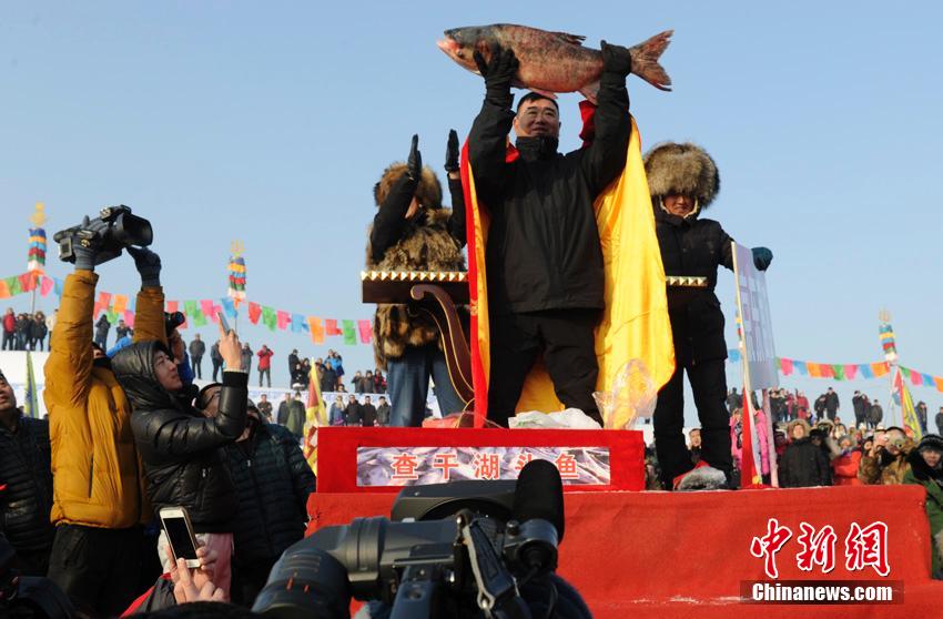 吉林查干湖冬捕单网出鱼10万斤 “头鱼”拍出36万元