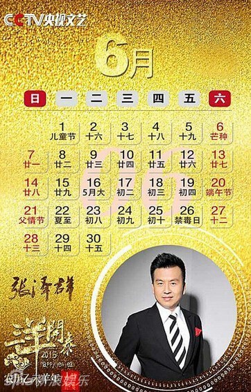 组图：央视文艺2015年挂历 朱军周涛成一哥一姐