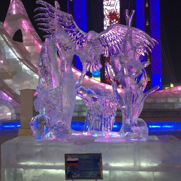 第二十九届中国•哈尔滨国际冰雕比赛闭幕 《忙碌的清晨》作品折桂
