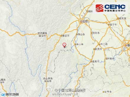 四川省乐山市峨眉山市附近发生4.8级左右地震