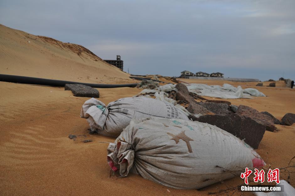 日照一防潮堤垮塌 数百米竟无一根钢筋