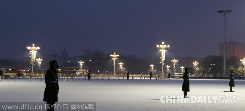 天安门广场雪后美景