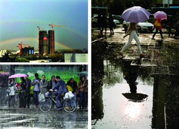 南京上演“太阳雨+双彩虹”气象奇观 13日大降温
