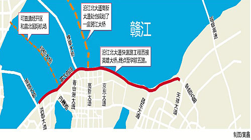 南昌沿江北大道将拓宽为双向6车道 计划2017年9月竣工通车