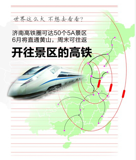 济南高铁圈达50个5A景区 五一我们坐高铁去旅游吧