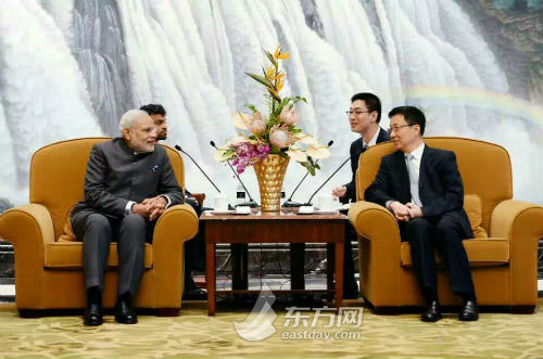 上海市委书记韩正会见印度总理莫迪一行
