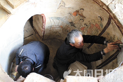 大同市发现两座罕见辽代壁画墓