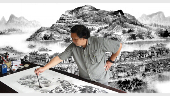 桂林李时斌大师作品《漓江百里胜景图》被美国总统收藏
