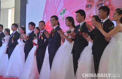 石家庄石门实验学校举行集体婚礼 14对教师喜结良缘