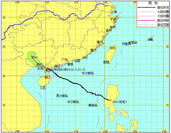 台风三级预警——“彩虹”4日下午在广东省湛江市坡头区登陆