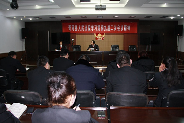 青河县人民法院学习贯彻九届二次会议精神