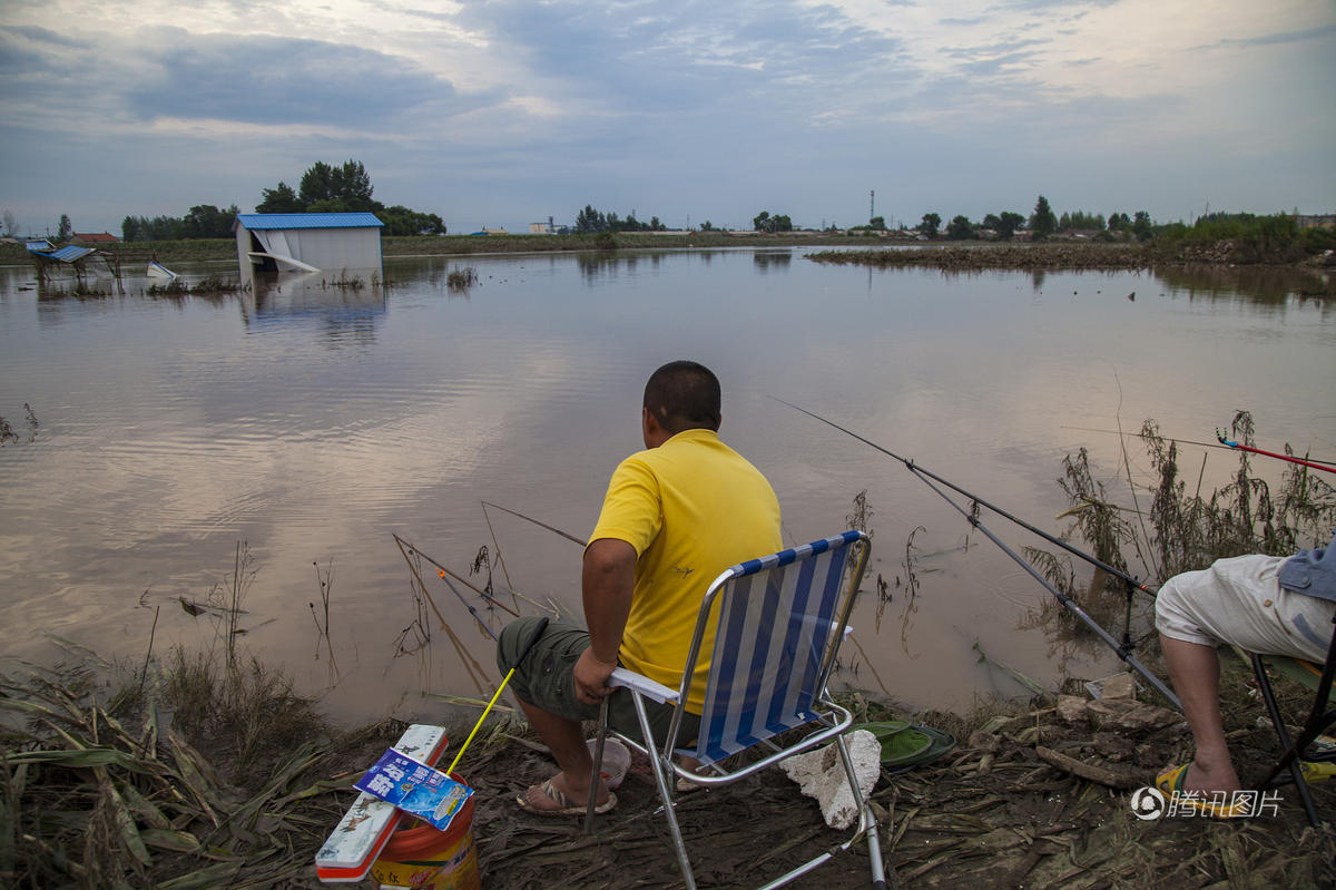 洪水淹没玉米地 农民改钓鱼每天钓上百条