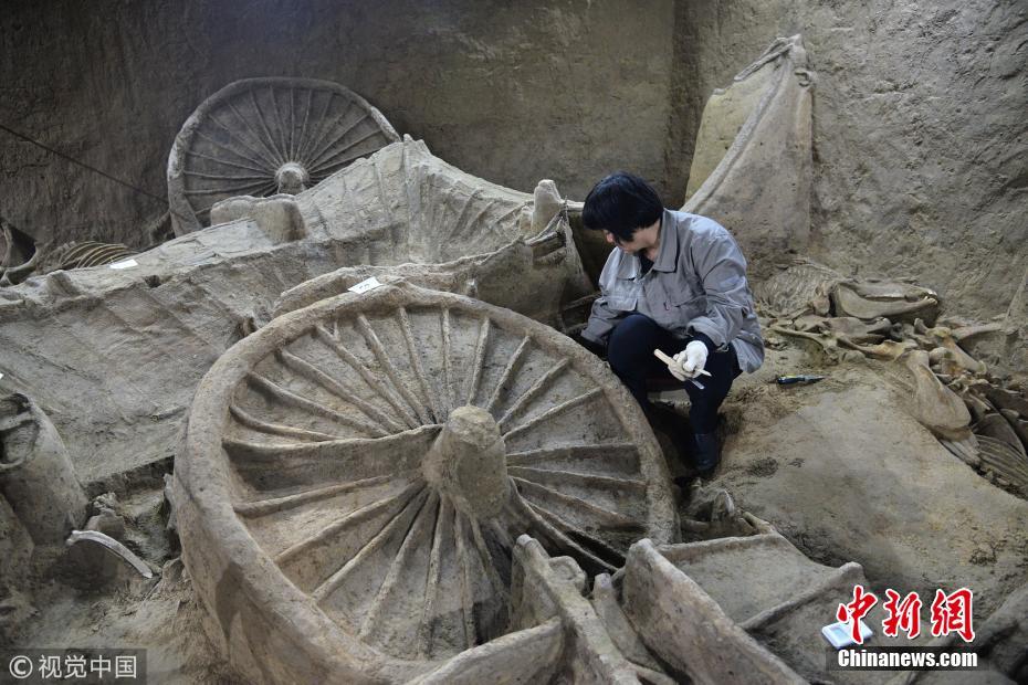 河南郑州古墓出土巨型“豪车”已埋地下2千多年