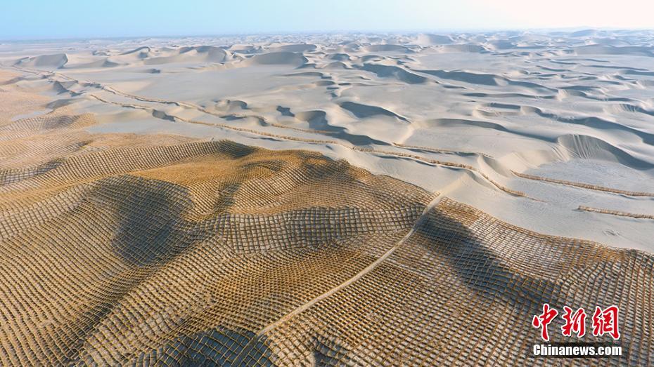 新疆固沙工程 巨网“罩”住塔克拉玛干沙漠