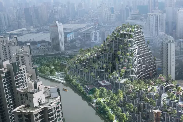 上海现“空中花园”：400个露台栽种1000多棵树