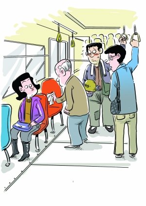 公交车上尴尬一幕：民工让座 老人擦完一遍才坐下