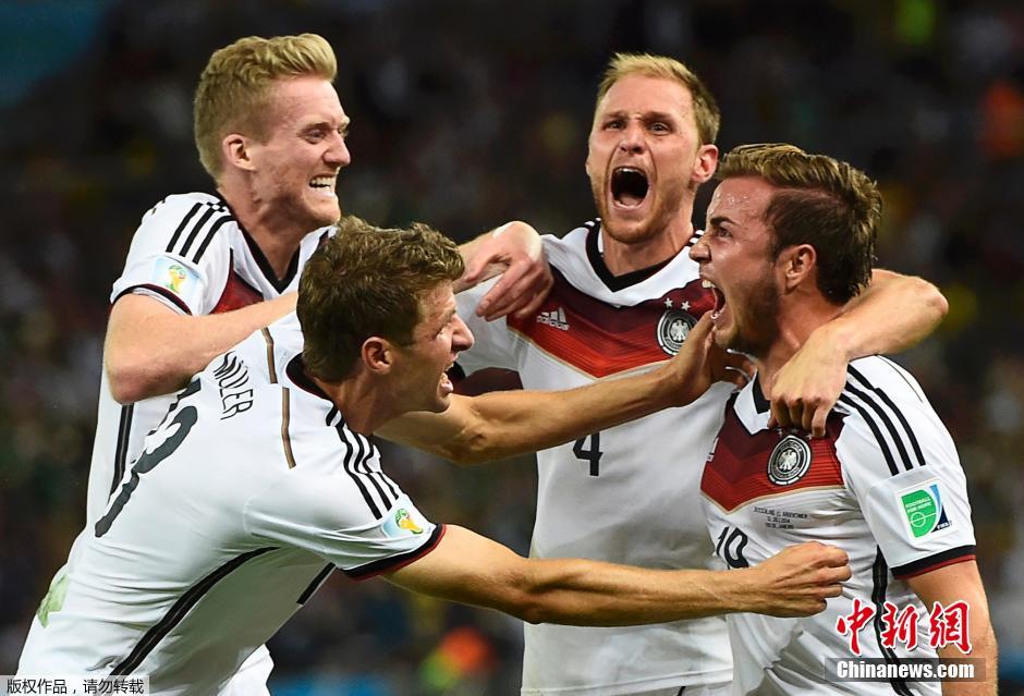 巴西世界杯：德国加时赛1:0胜阿根廷第四次夺冠