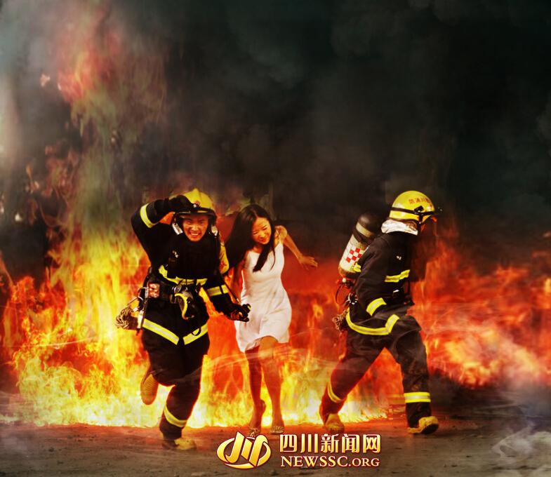 四川德阳消防推出《浴火重生》组照 酷似香港大片