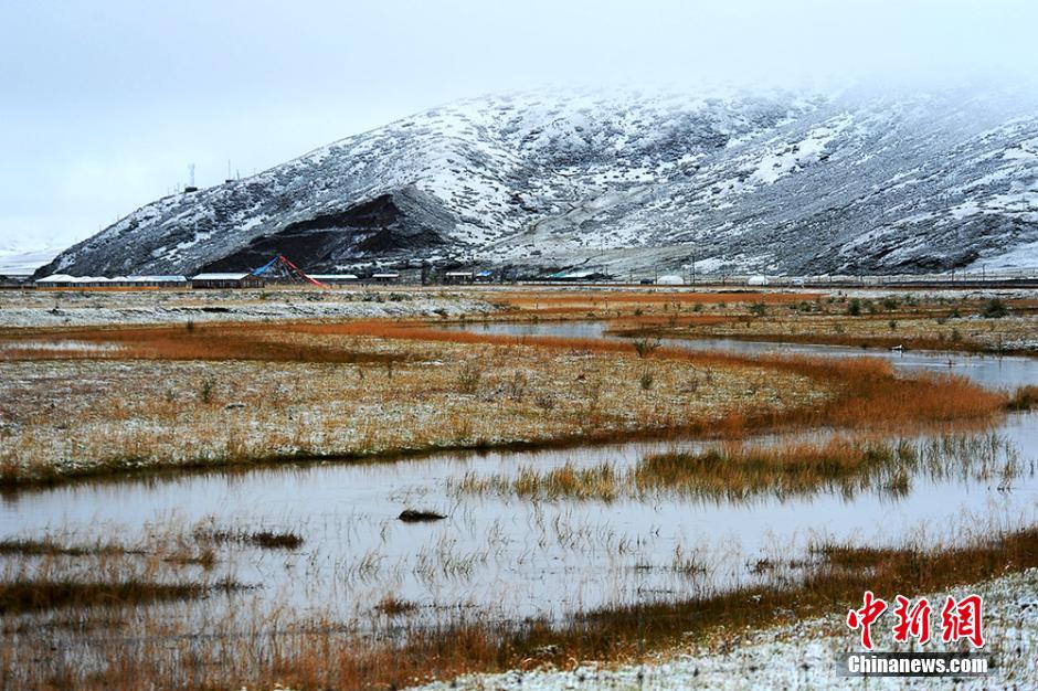 四川红原大草原迎来今年入秋第一场雪