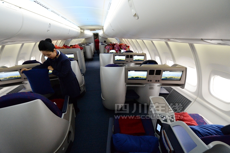 空乘人员扮大熊猫庆祝波音747客机首航成都