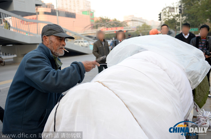 湖南80岁老翁拉“窝棚车”步行4个月到北京游玩