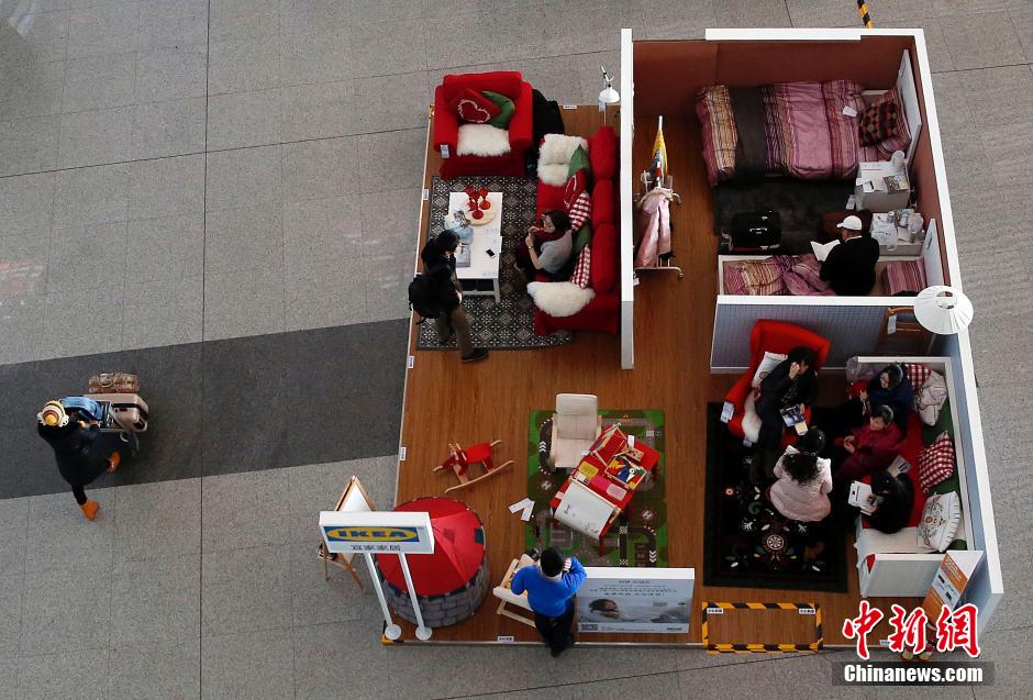 “睡眠体验区”亮相北京首都机场