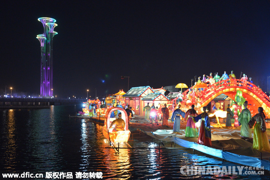 北京奥体公园实景彩灯